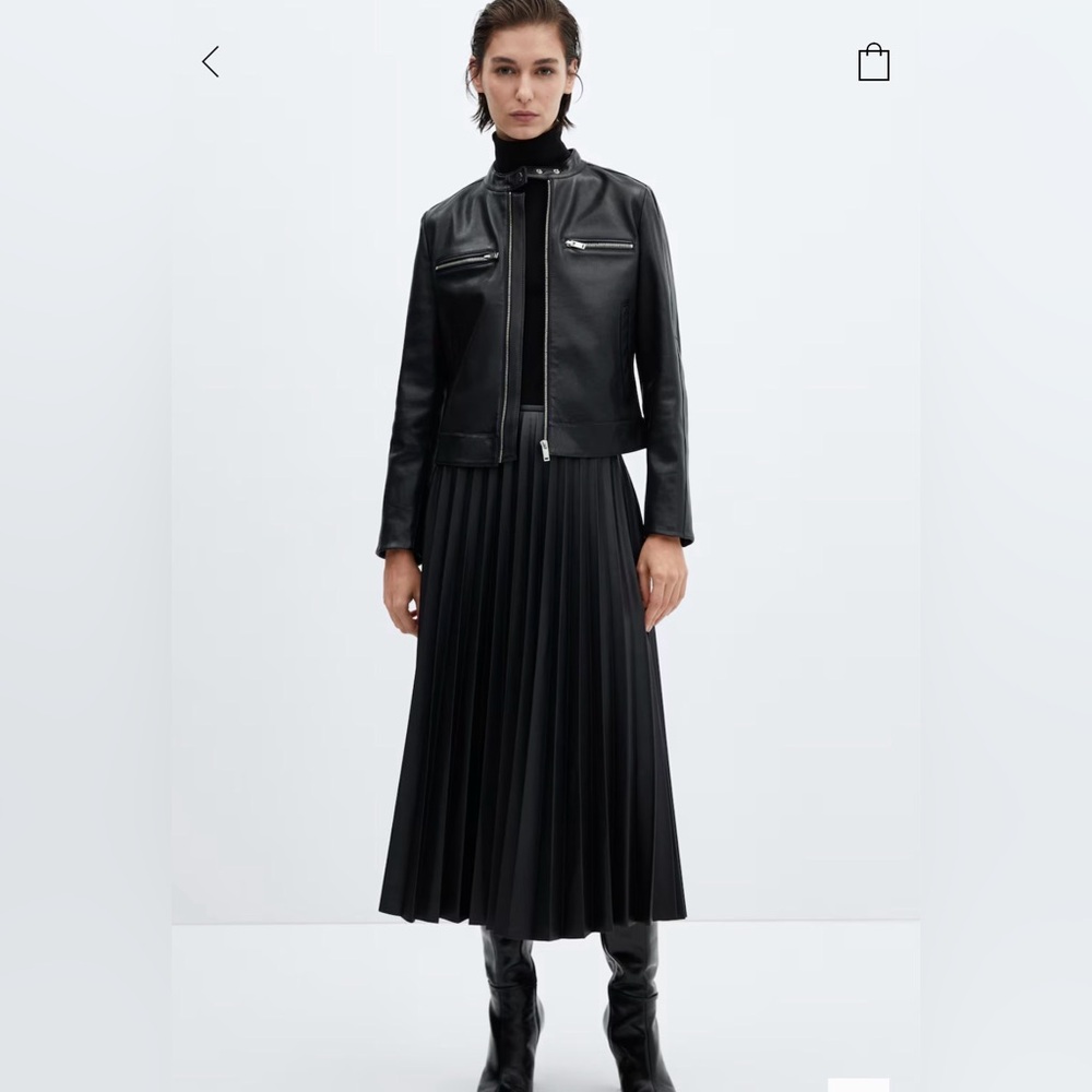 Mango Pleated Faux Leather Skirt